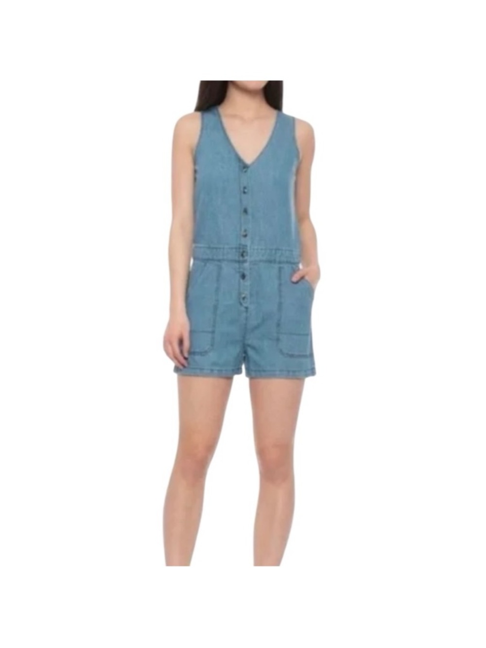 J Brand "devoted" Denim Blue Romper. Size large.